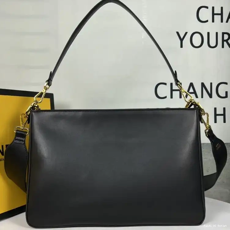 Cheap HOT O'Lock In Fendi Leather Zip Black Calf Bag Shoulder 0531